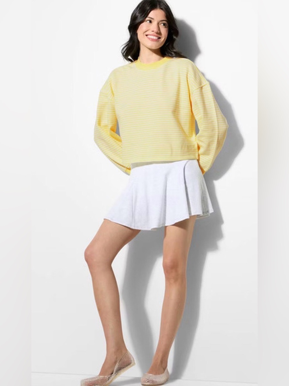 Wild Fable/Target French Terry Sweatshirt & Shorts SET, Lemon Yellow, Small